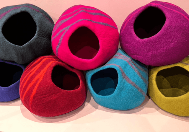 Hand Made Luxurious Felted Cat Cave Beds